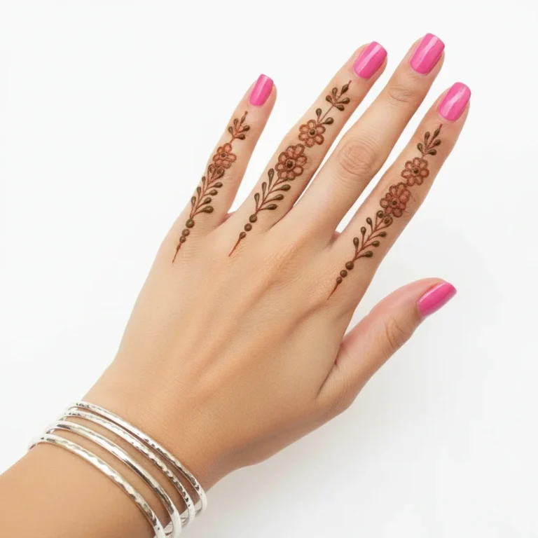simple finger mehndi design back side