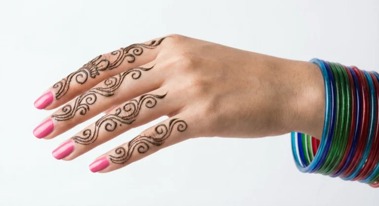 simple finger mehndi design back side