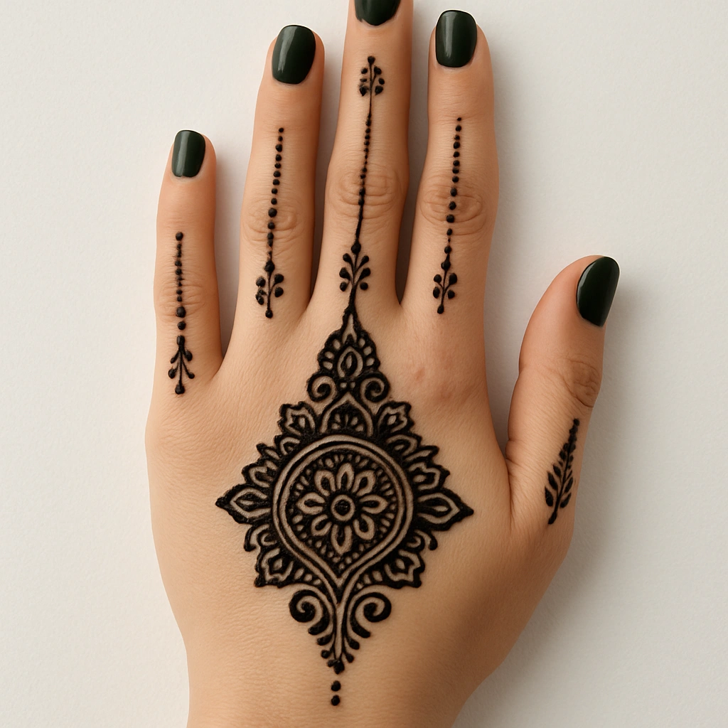 simple finger mehndi design back side
