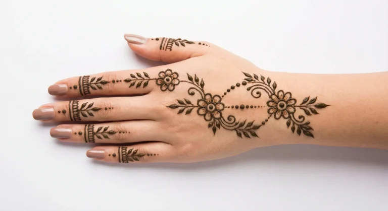 simple finger mehndi design back side