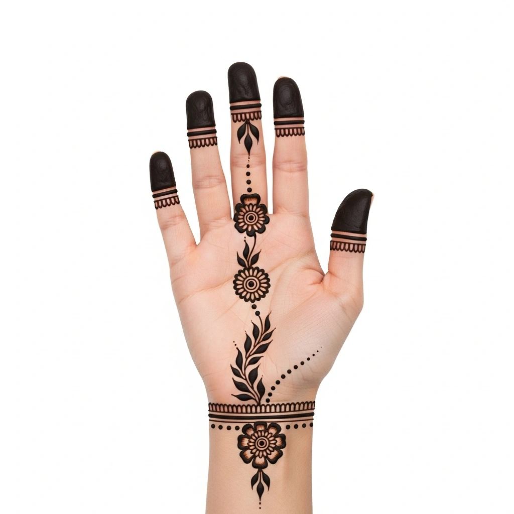 Simple Mehndi Design front Hand