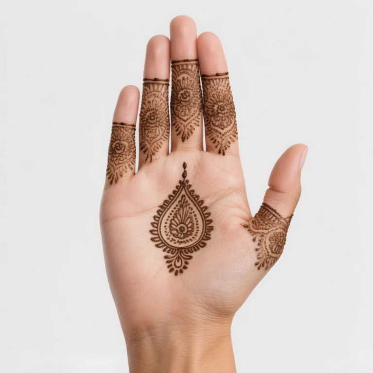 Simple Mehndi Design front Hand