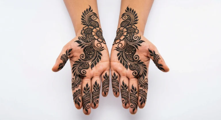 Beautiful Arabic diagonal pattern mehndi design featuring intricate henna artwork