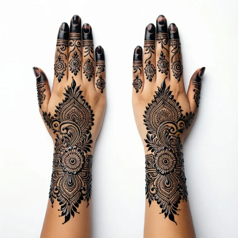 Beautiful easy Arabic mehndi design with clean and graceful henna artwork