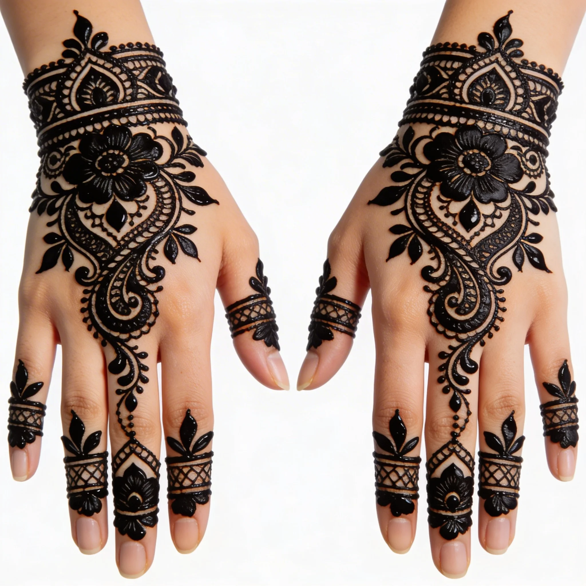 Arabic mehndi design with floral pattern for girls