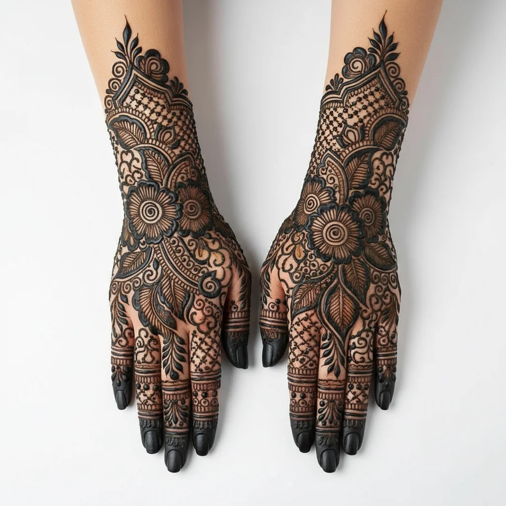 Arabic Eid special mehndi design with elegant floral henna patterns