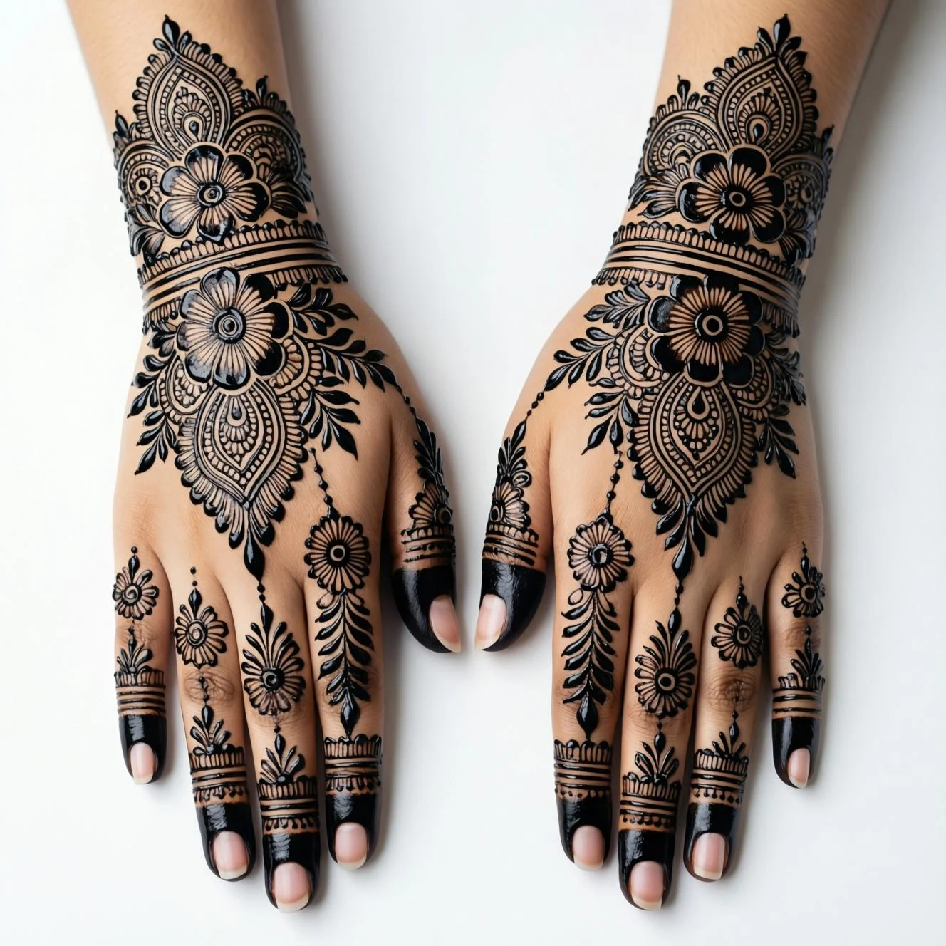 Arabic mehndi design for festive season with elegant floral henna patterns