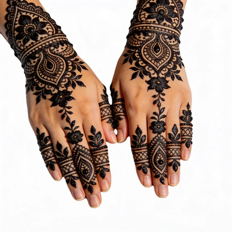 Simple Arabic mehndi design for hands with elegant floral henna patterns