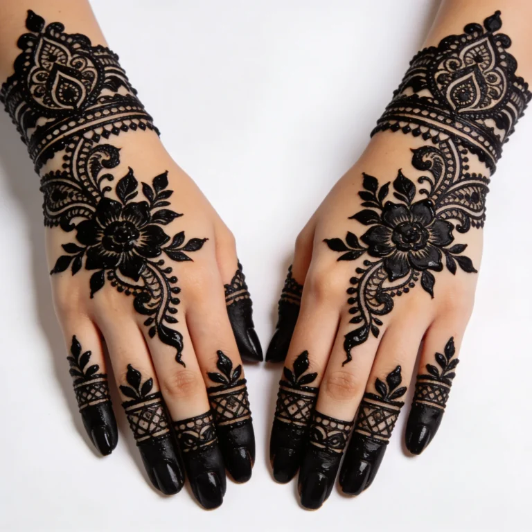 Simple floral Arabic mehndi design with elegant flower henna patterns