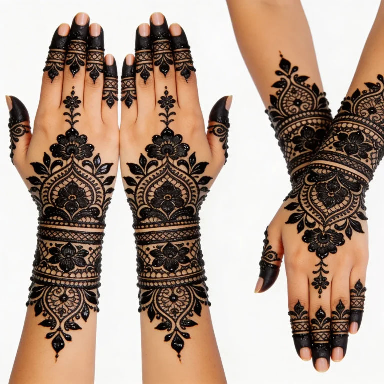 Modern Arabic mehndi design 2026 with stylish flower and paisley patterns
