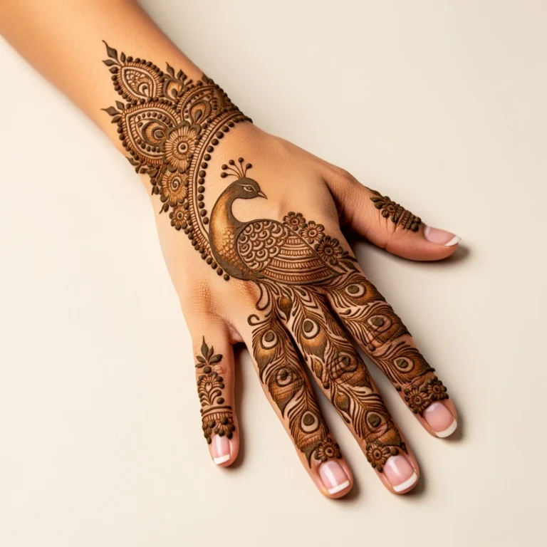 Latest back hand mehndi design for girls with beautiful henna artwork