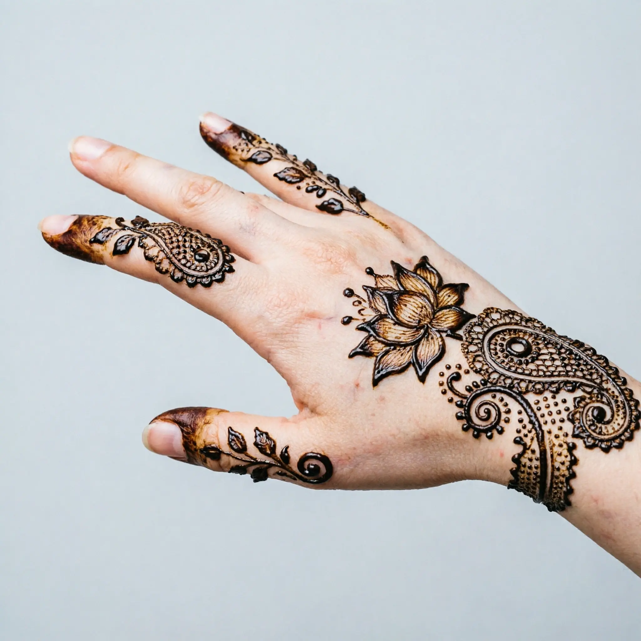 Minimal back hand mehndi design showcasing stylish and elegant henna patterns