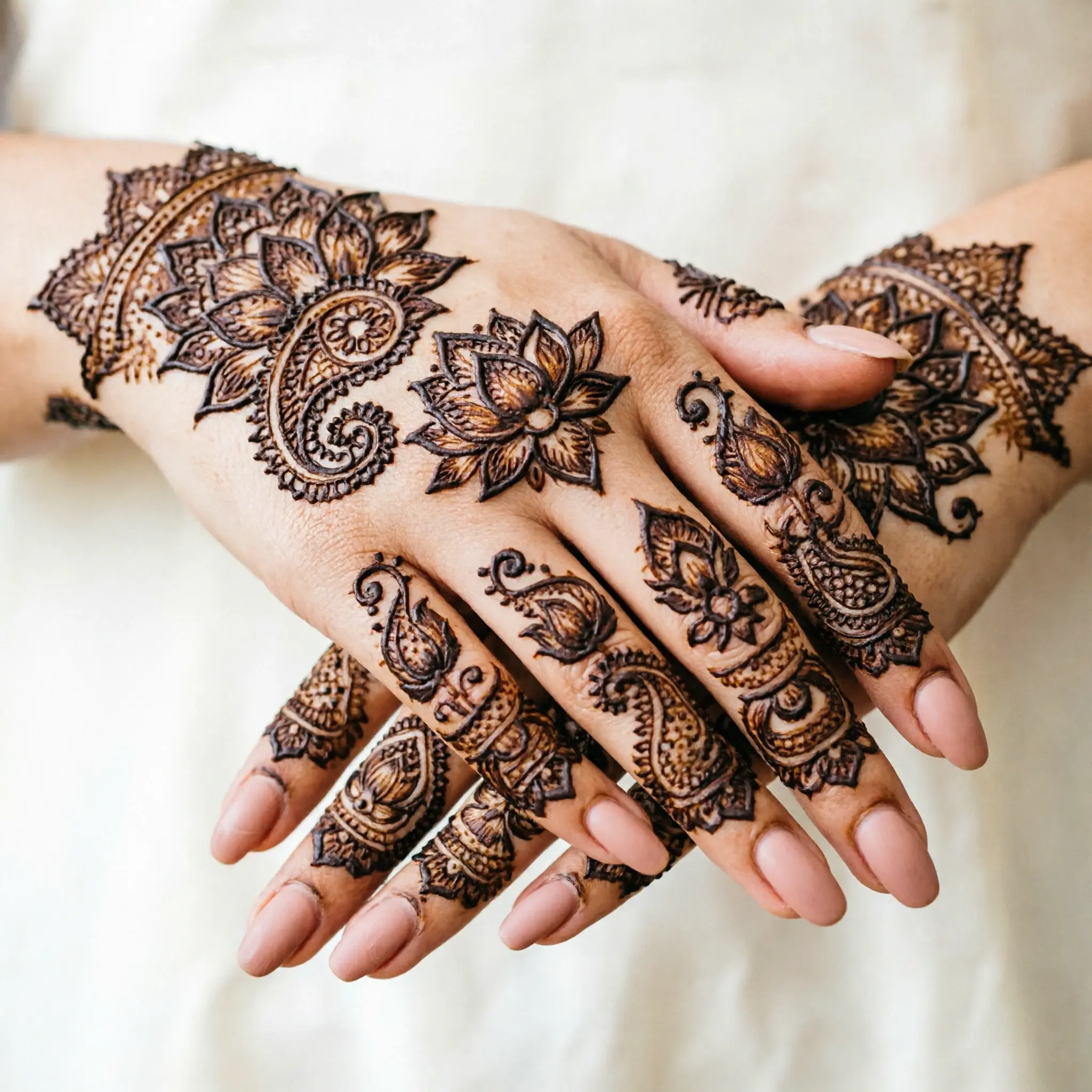Beautiful back hand mehndi design with elegant decorative back side details