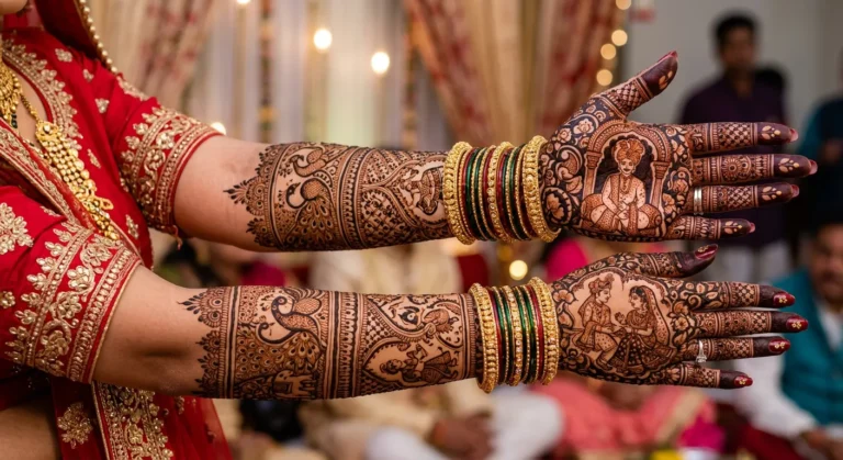 Beautiful bridal mehndi design for marriage featuring intricate wedding henna artwork