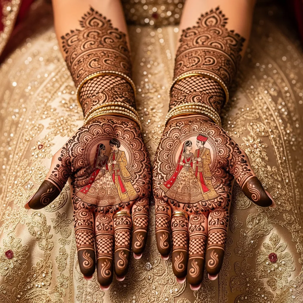 Wedding special bridal mehndi design with intricate floral henna patterns