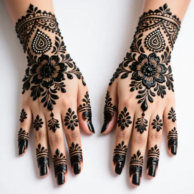 Easy Arabic mehndi design for beginners with simple floral henna patterns