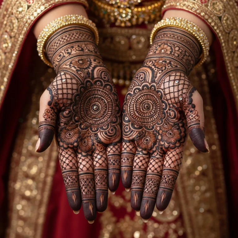 Beautiful Eid henna design with intricate decorative motifs for festive celebrations