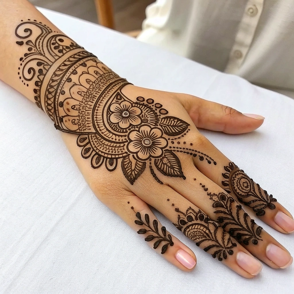 Beautiful floral henna design for Eid with stylish and intricate artwork
