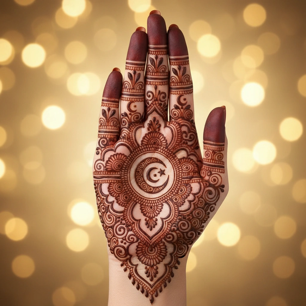 Beautiful detailed Eid mehndi design for girls with elegant floral patterns