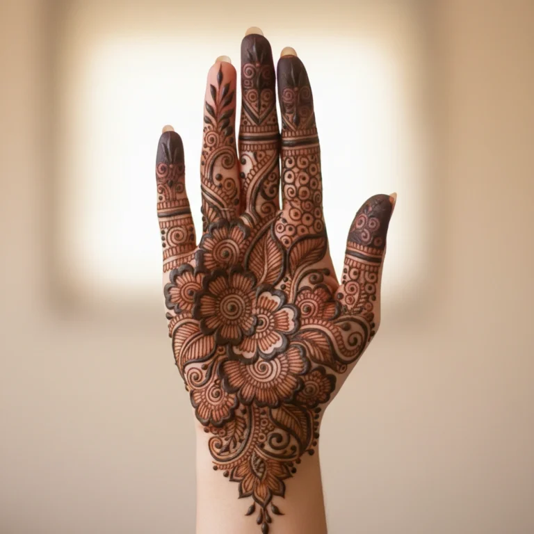 Stylish Eid mehndi design with graceful decorative floral henna patterns