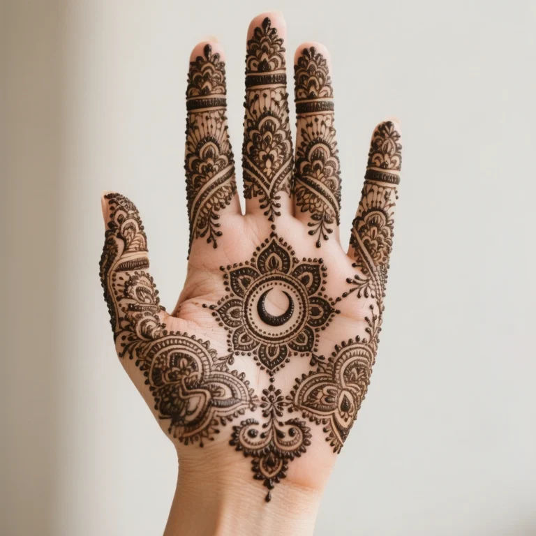 Eid front hand floral mehndi design with elegant flower henna patterns