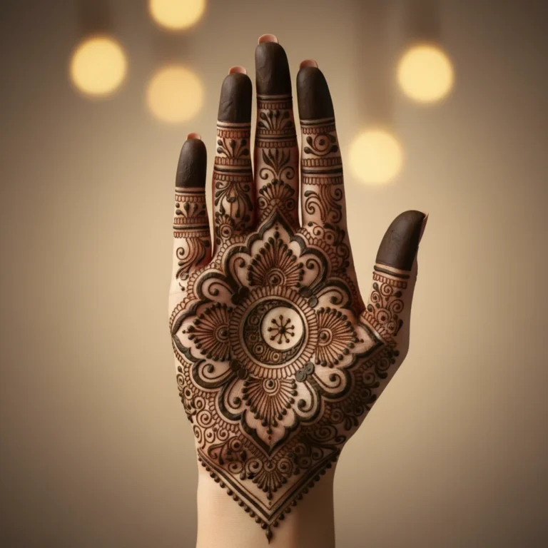 Eid mehndi art design with elegant floral henna patterns