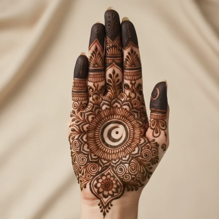 Modern floral Eid mehndi design with elegant flower henna artwork