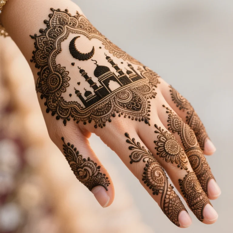Stylish Eid mehndi design with elegant floral henna patterns