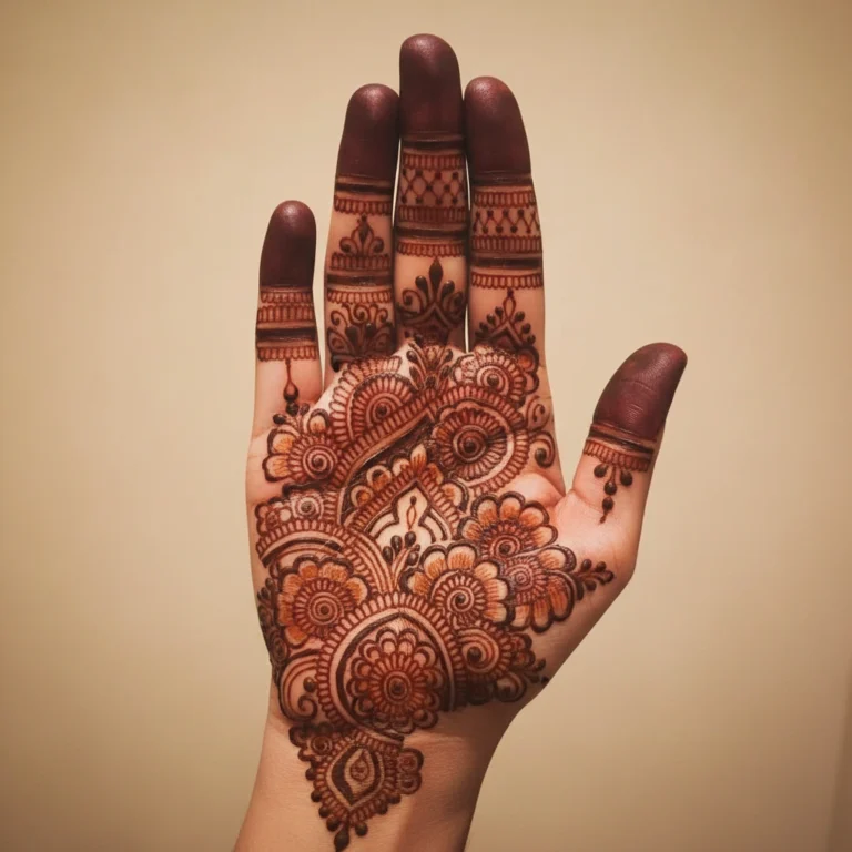 Stylish floral Eid mehndi design with elegant flower henna patterns