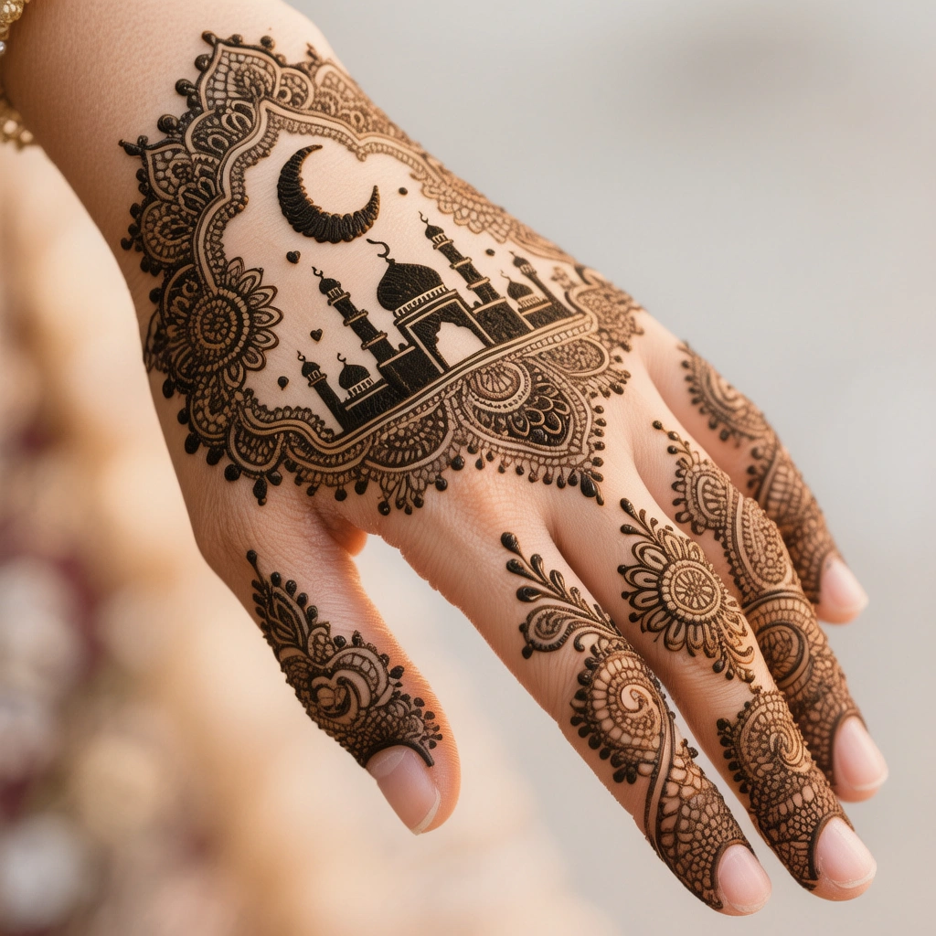 Stylish Eid mehndi design with elegant floral henna patterns