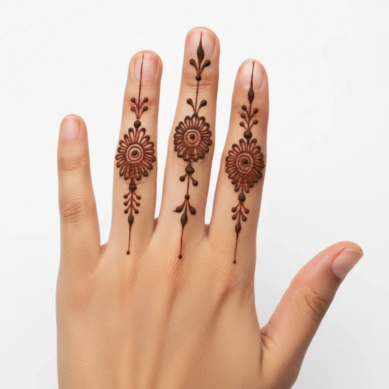Beautiful finger mehndi design featuring intricate and stylish henna artwork