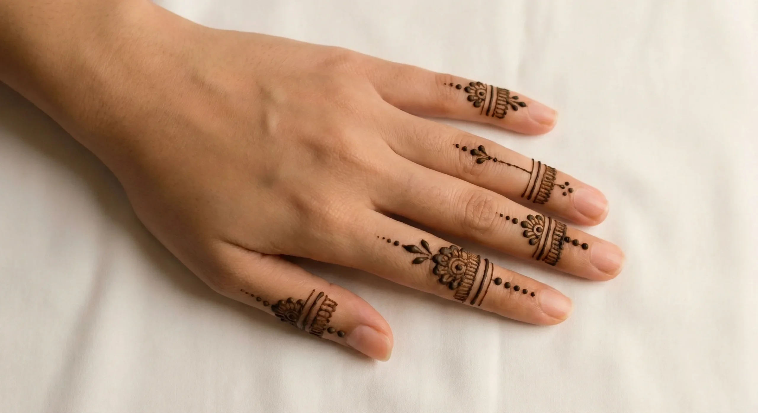 Finger mehndi design with elegant hand art and floral henna patterns