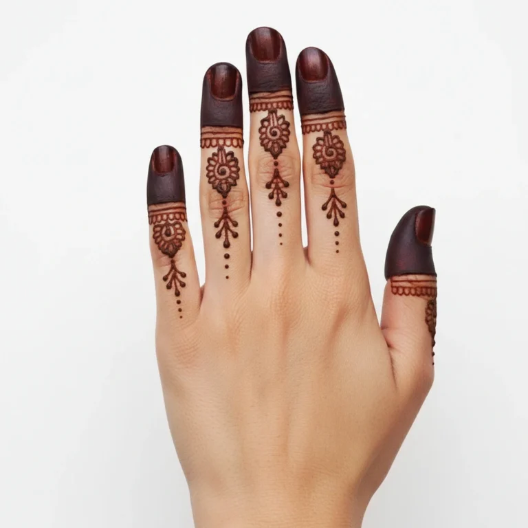 Trending finger mehndi design with elegant floral henna patterns