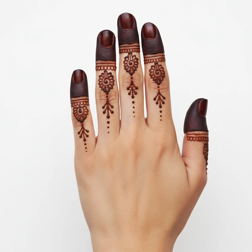 Trending finger mehndi design with elegant floral henna patterns