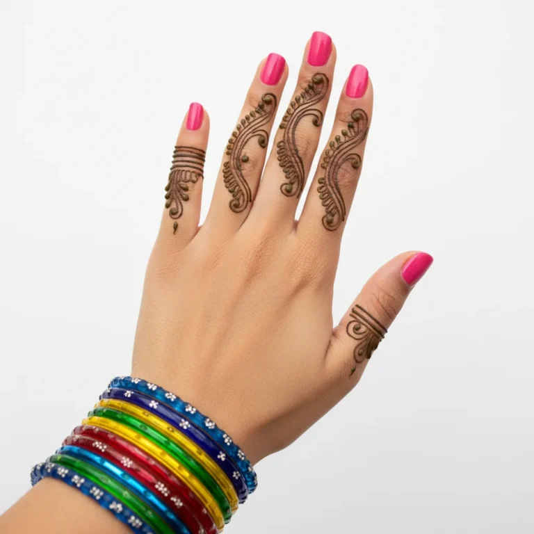 Finger vine pattern mehndi design with elegant floral henna artwork