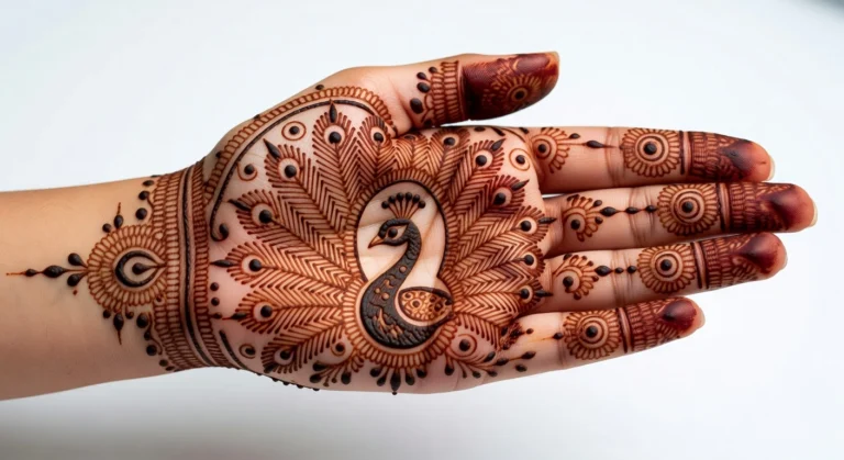 Beautiful front hand mehndi design for college girls featuring stylish henna artwork