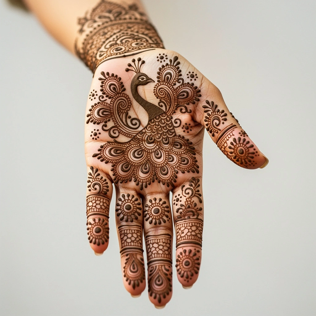 Elegant pattern front hand mehndi design with intricate floral henna artwork