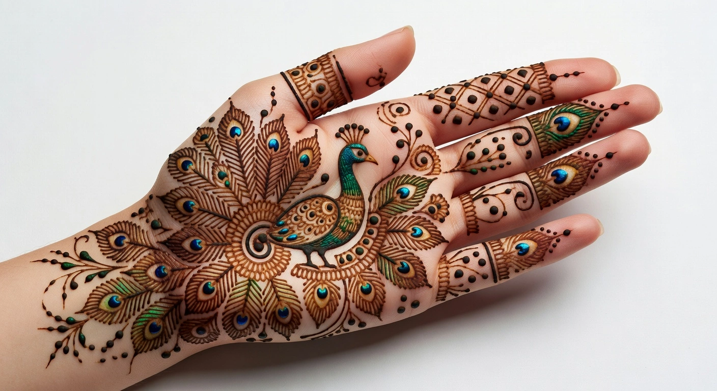 Beautiful front hand mehndi design featuring a modern floral henna artwork