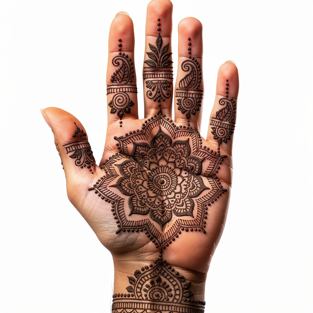 Simple quick front hand mehndi design with stylish decorative floral artwork