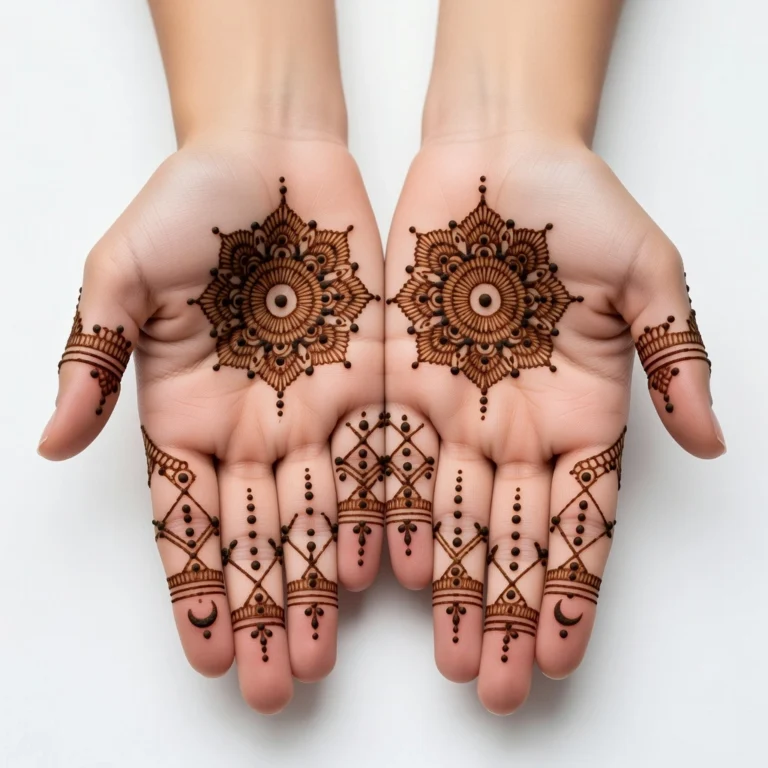 Beautiful front hand mehndi design featuring simple line floral henna artwork