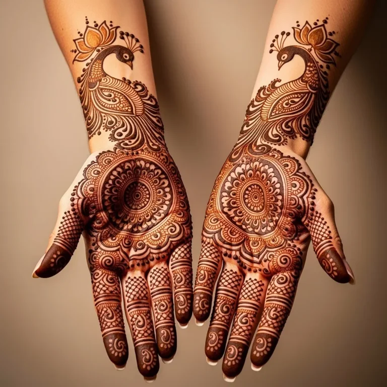 Modern floral full hand mehndi design with elegant flower henna patterns