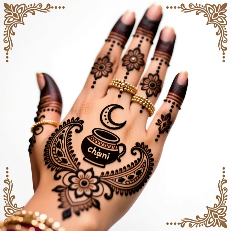 Latest Karwa Chauth back hand mehndi design 2026 with elegant floral henna patterns