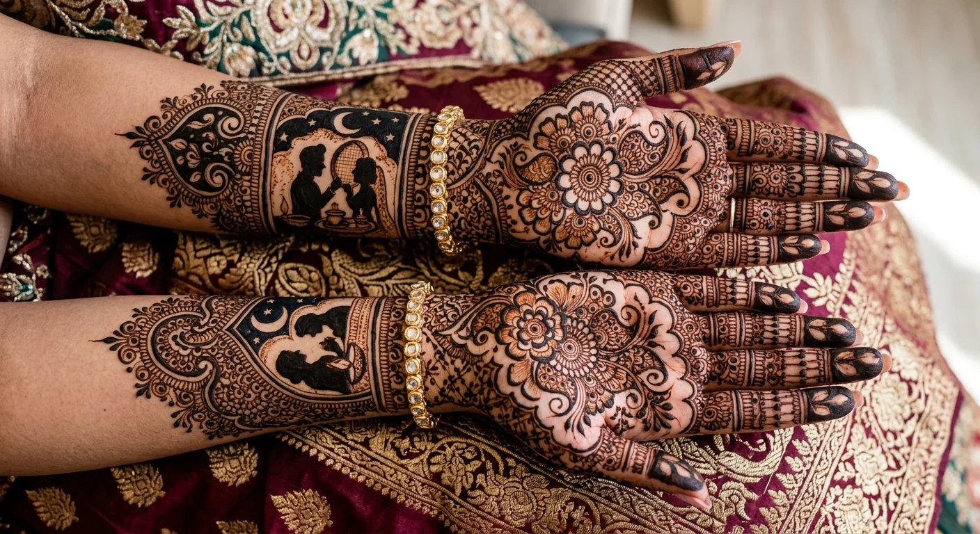 Karwa Chauth floral mehndi design with elegant flower henna artwork