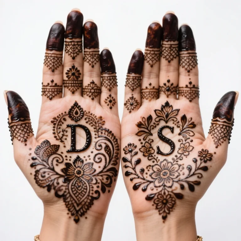 Trending front hand Karwa Chauth mehndi design with elegant floral henna patterns