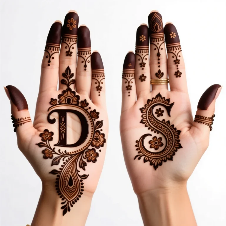 Beautiful Karwa Chauth mehndi design for girls featuring intricate floral henna artwork