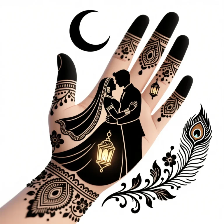 Modern Karwa Chauth mehndi design 2026 with elegant floral henna patterns