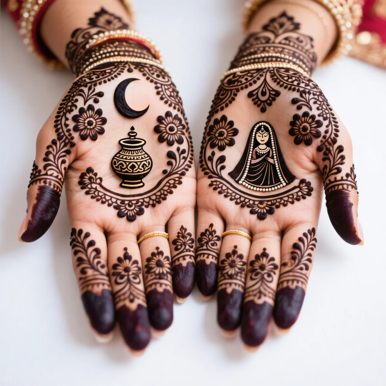 Beautiful new Karwa Chauth mehndi design featuring intricate floral henna artwork