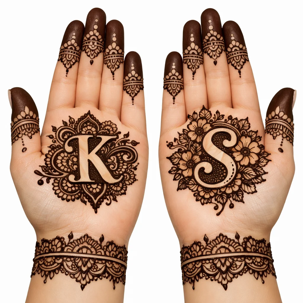 Quick Karwa Chauth mehndi design with elegant floral henna patterns