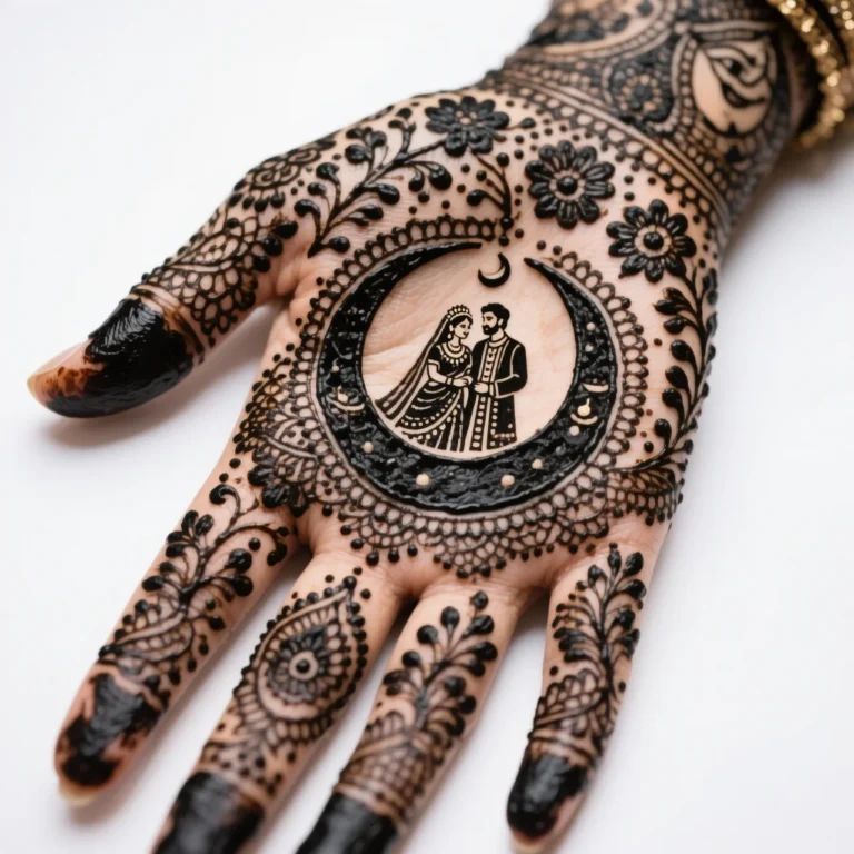 Simple Karwa Chauth mehndi design 2026 with elegant floral henna patterns