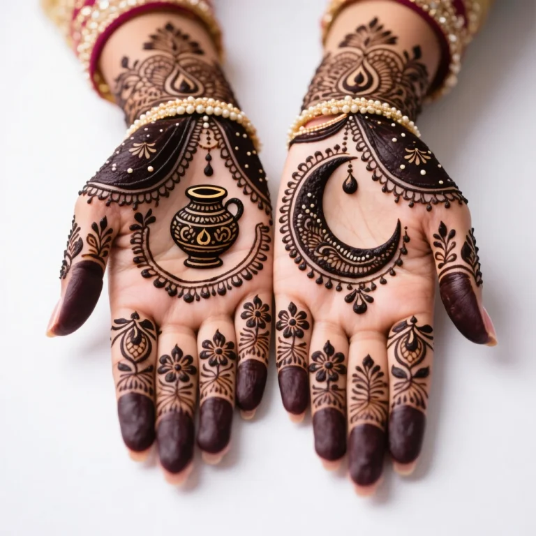 Trending Karwa Chauth mehndi design with elegant floral henna patterns